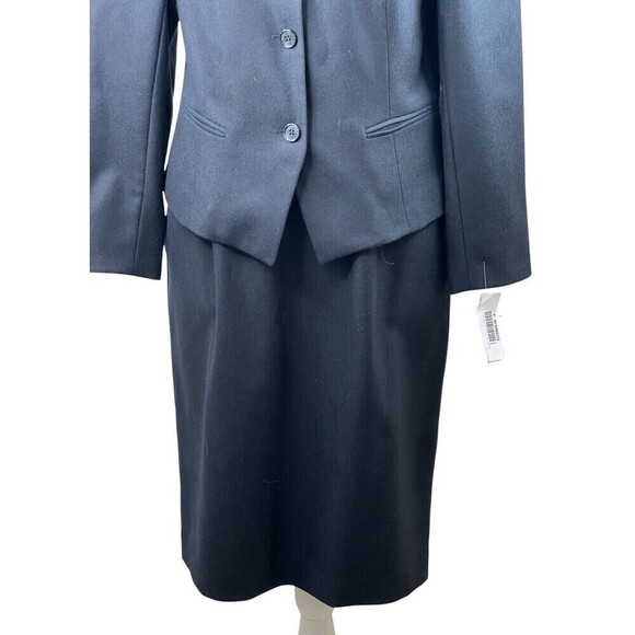 NEW Amanda Smith Suit Skirt Jacket 100% Wool Black Business Work Office Size 10 - Picture 3 of 12